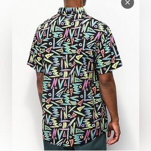Empyre 90s Geometric Print Button Up Shirt Y2K Skater Streetwear Retro Y2K L